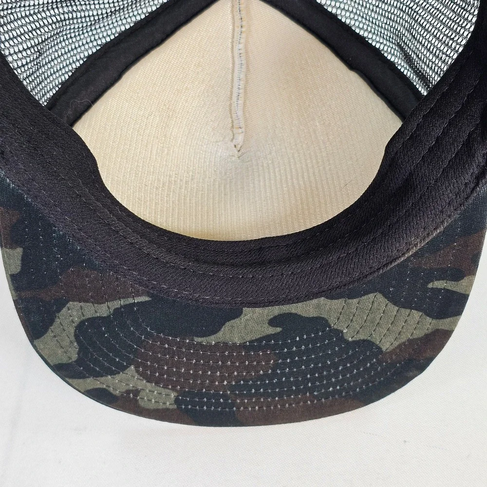 Quiksilver Mens Camo Trucker Hat Mesh Snapback Cap Black Green 55cm
